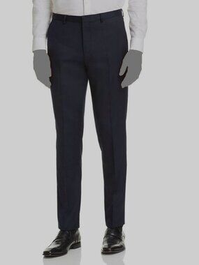 Hugo by Hugo Boss Men's Blue Wool Hartley Slim-Fit Dress Pants Size 40W 33L